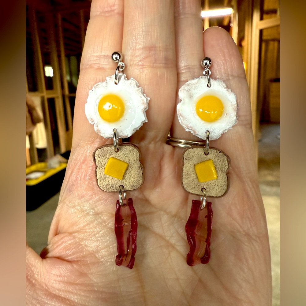 Handmade breakfast earrings - Picture 2 of 4